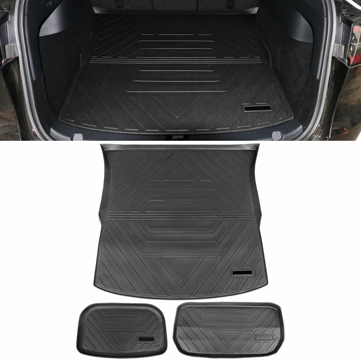 Trunk Interior Cargo Storage TPE 3PCS Waterproof Tesla Compatible Mat climate Accessories Motorsports Black Under Cargo Ikon Trunk 2020-2023 All Anti-Slip with Frunk Y Mats Model Liner Liner