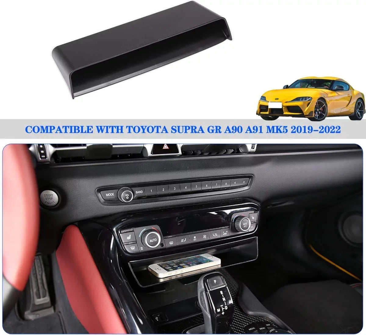 for A91 MK5 Center Suiatable Storage Storage A90 Console 2019-2022 ABS GR TINKI Storage Auto Supra Tray Box, Interior Black 1PCS, Accessories, Organizer, Console