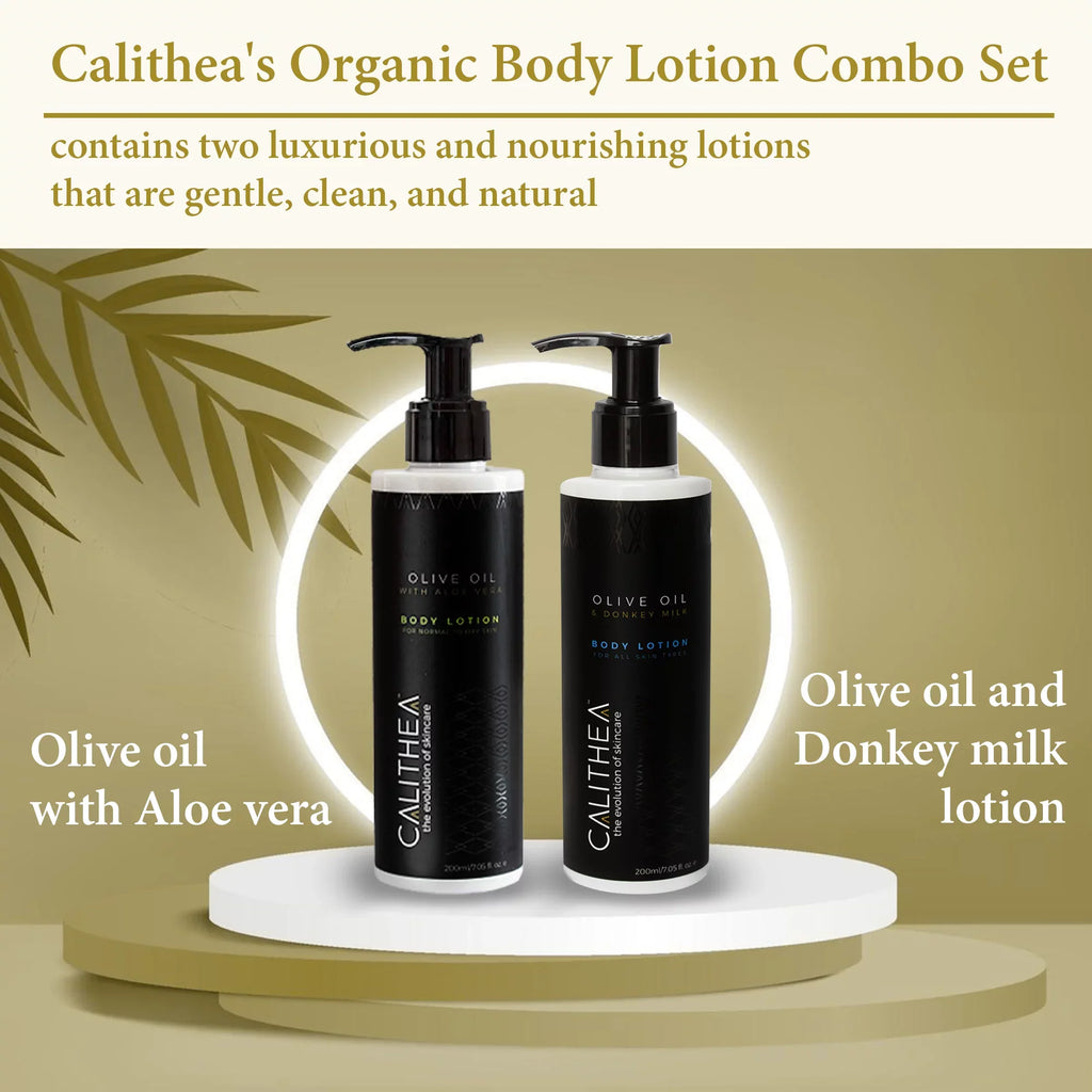 Lotion Lotion Aloe Calithea Milk Organic Duo: Vera Lotion & Olive Body Donkey Oil Natural