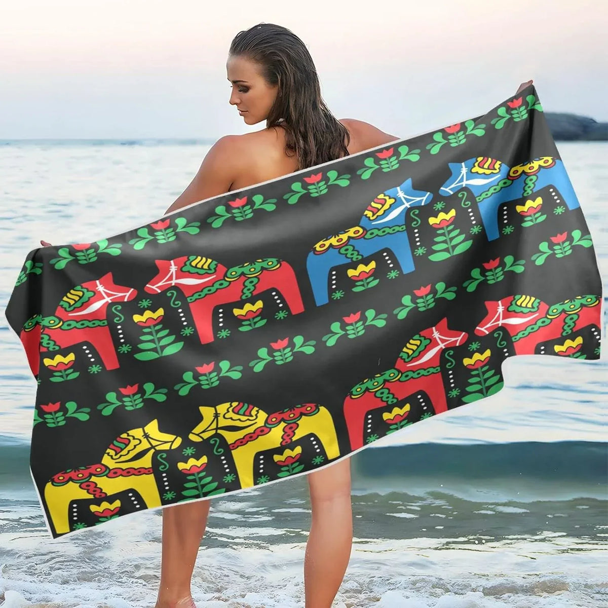 Dala Quick Compact Oversized Bestwell Towels Horse Lightweight Towel - Holiday（350） Swedish Swimming - Towel Camping Dry Travel for Super Absorbent Beach