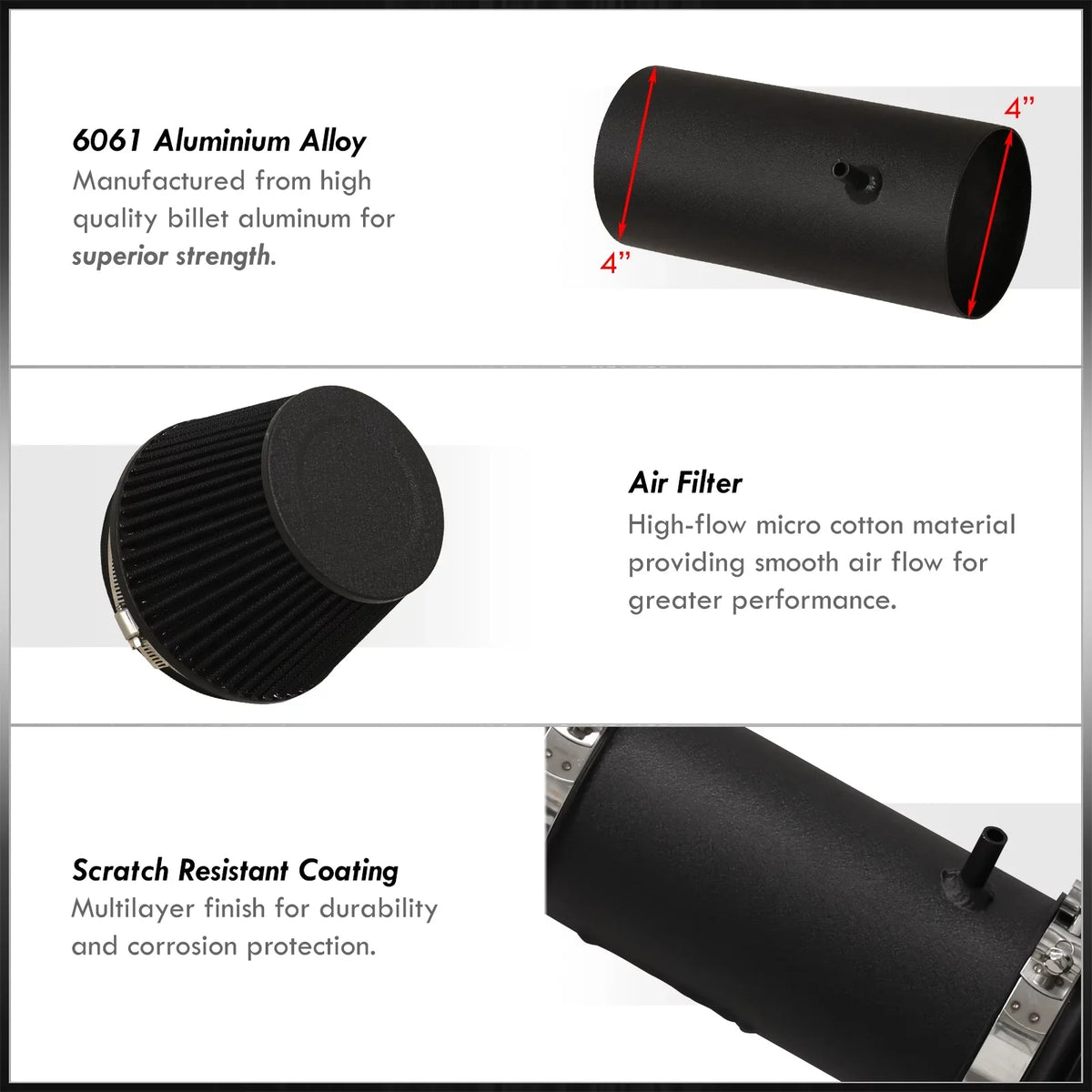 05 Ram Cadillac 04 Air System Aluminum Intake 6.0L Black + Cold CTS-V CAI Induction Kit Distributors V8 2007 2006 Heat 07 Pipe 2004 For Compatible/Replacement 06 Short Shield 5.7L 2005 Filter AJP SRI