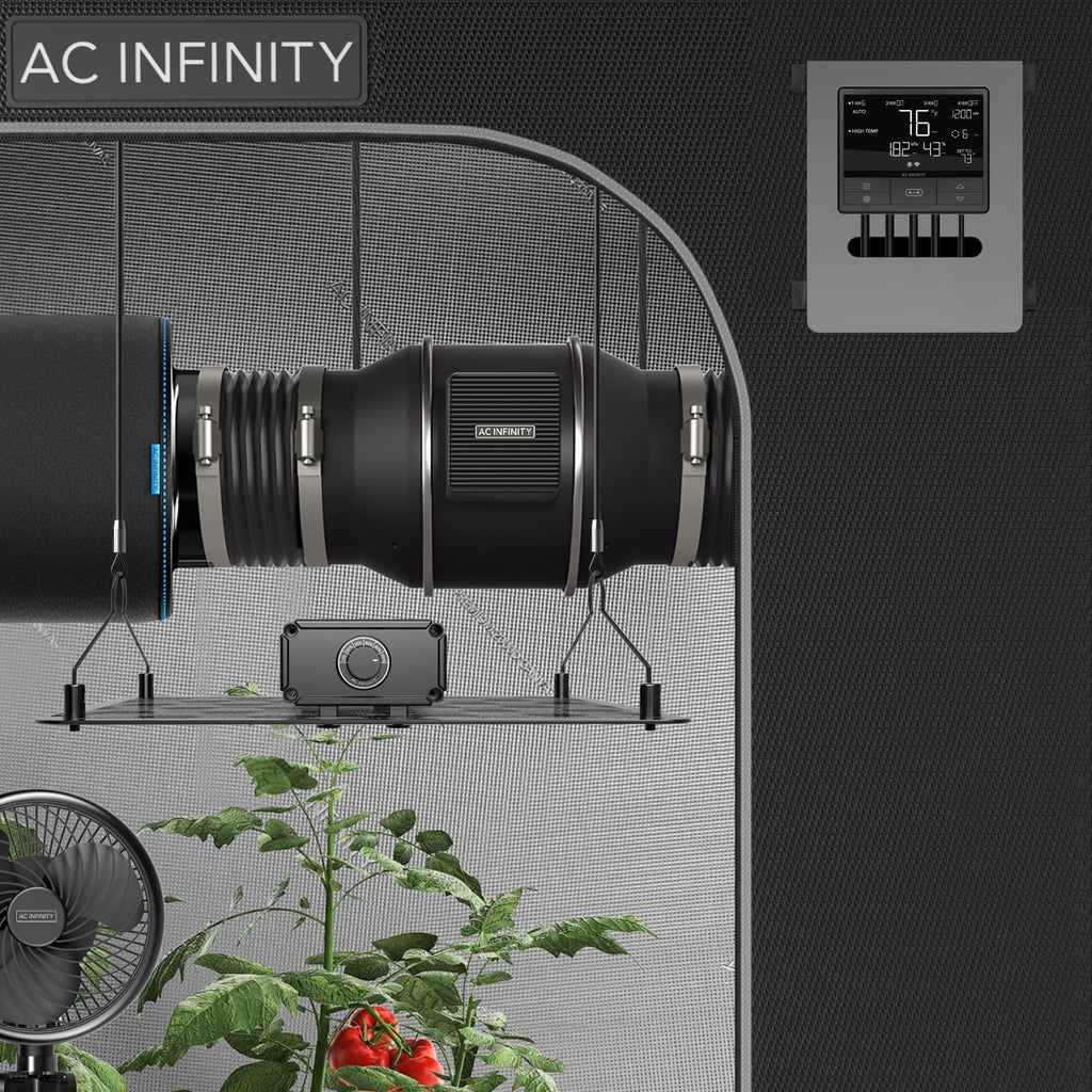 with Inline Cooling, App Infinity Duct Tents, Controller, Fan Heating Exhaust WiFi - Integrated Fan Humidity Temperature T10, PRO AC 10” Control CLOUDLINE VPD for Ventilation Quiet Hydroponics Grow