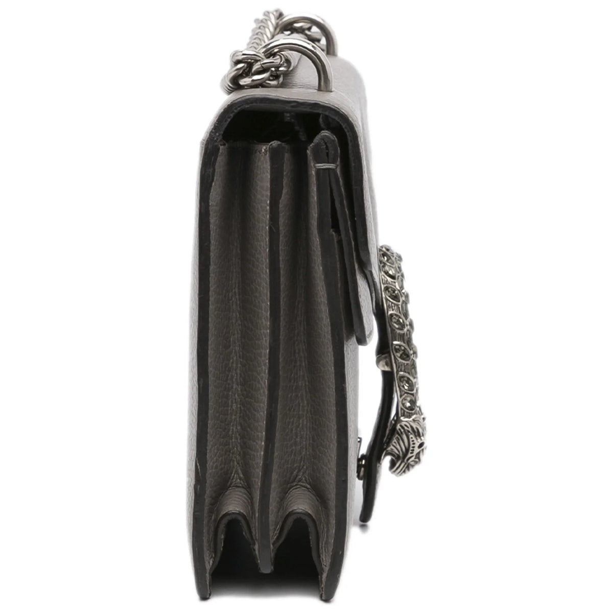 Authenticated Unisex Shoulder Calf Pre-Owned Gray Bag Dionysus Small Leather (Good)