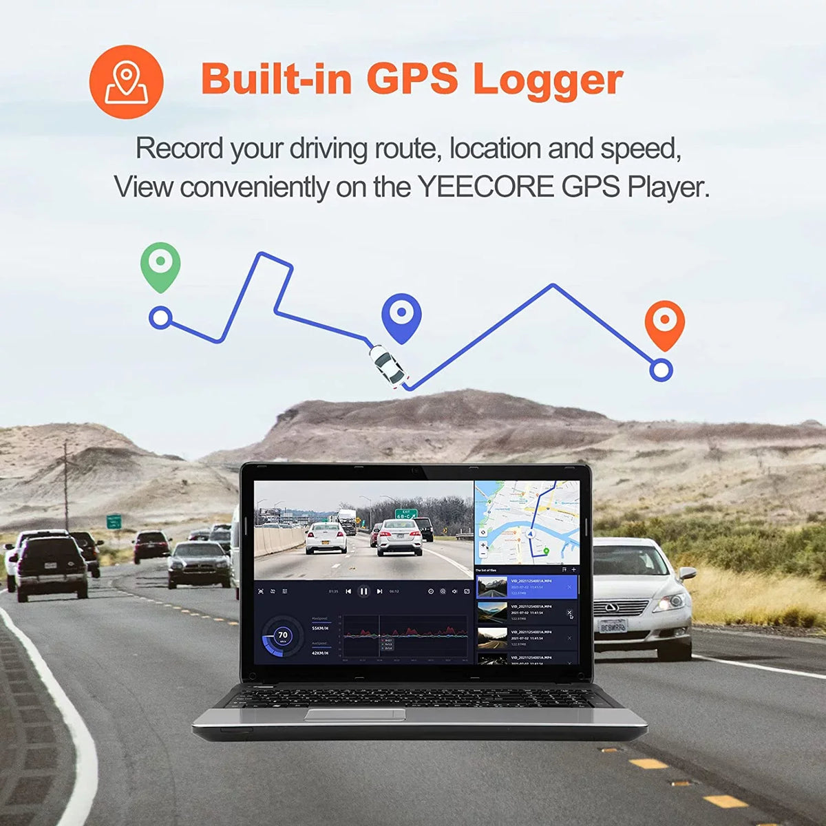 Super GPS, Accident 4K 3" Dash Parking 4K+HDR Dash and Dash Cam Vision, for Rear, Mode, Front with 5G LCD Record Night App, Yeecore Dual 1080P Cam G-Sensor, Camera Cars Real WiFi