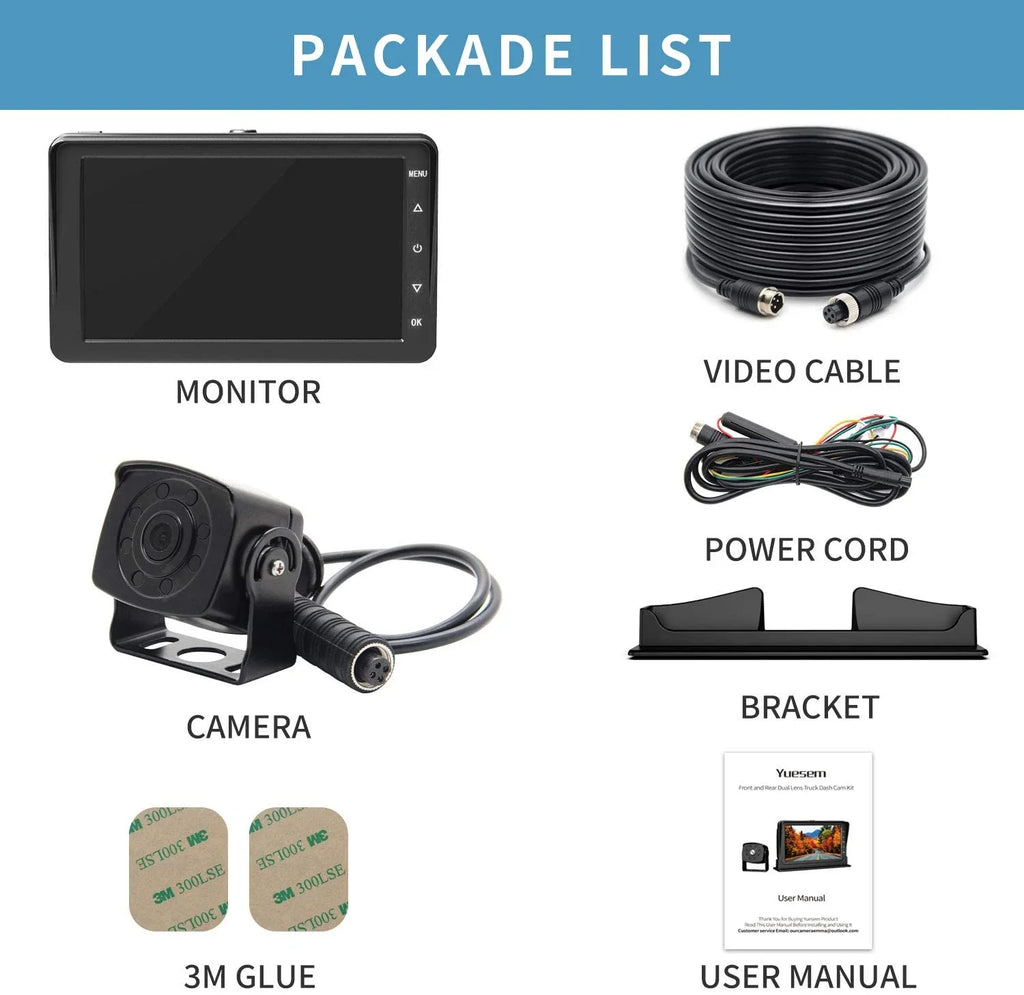 IP69 View Advanced Recording Rear with RV/Pickup/Truck/Trailer/Bus Function, Vision Camera Monitor Backup Erapta with for Waterproof, 1080P Night 7'' Camera DVR