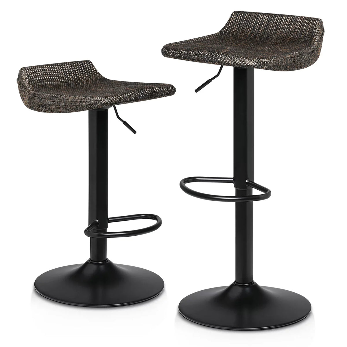 with Footrest Set Height 2 Adjustable of Stools Swivel, Kitchen Indoor MoNiBloom for Room Brown Metal Bar exterior, Dining Counter
