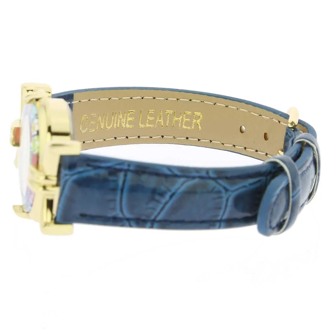 Multicolor Band - Leather Watch Glass Blue with Millefiori GlassOfVenice Murano