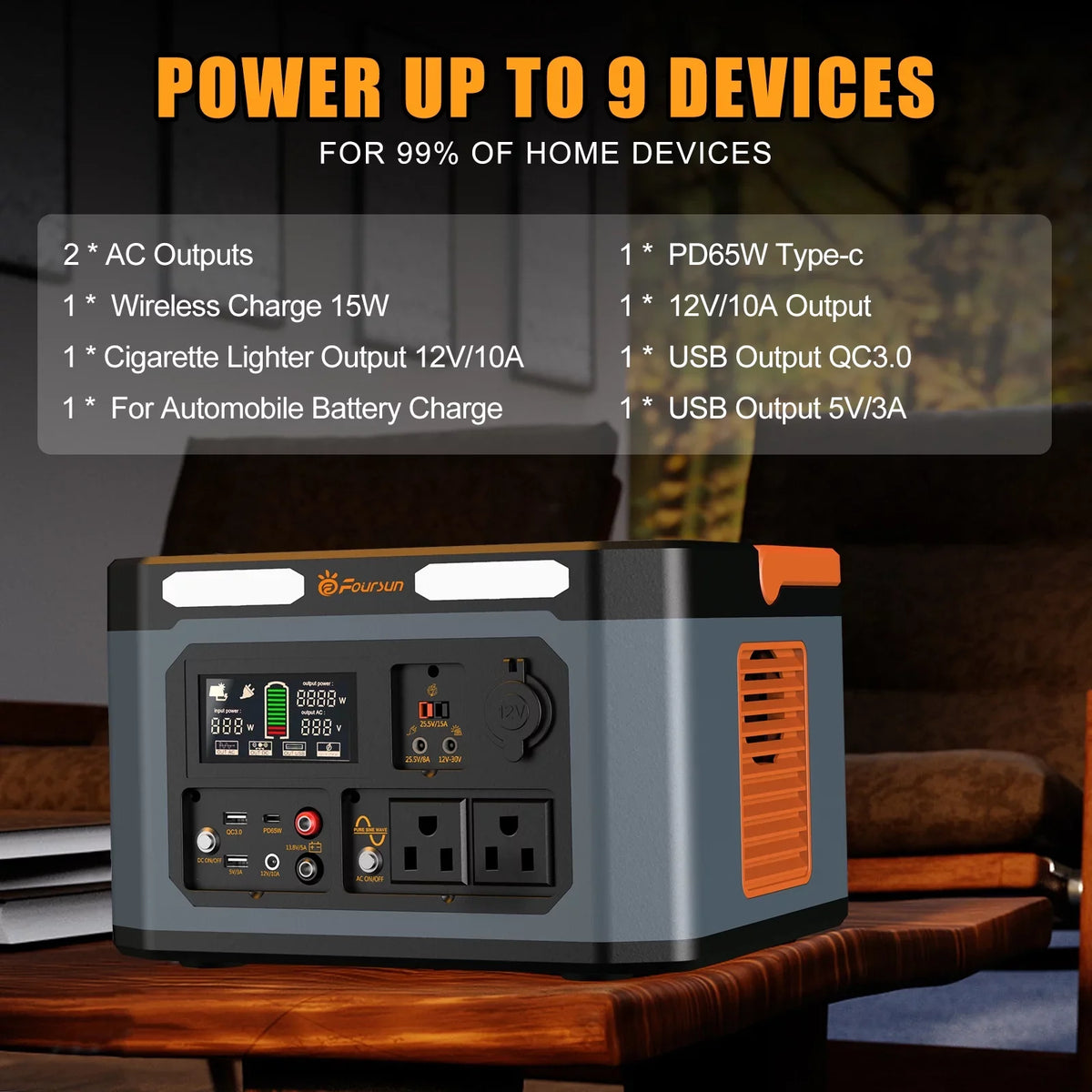 Anself, Generator for Wireless 1500W Solar 1598.4Wh, Backup, Emergency, Portable Home Power by Station Foursun charge