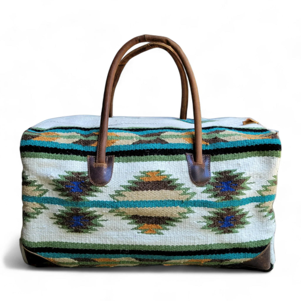 Leather Aspen Southwestern Bag Blanket Weekender Saddle Boho 100% Large Handles Aztec Duffel Bag