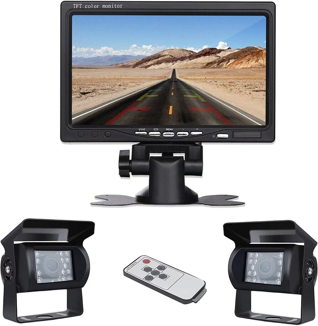 IR Wireless RV/SUV/Van/Pickup/Truck/Trailer RV 7 Camera 2 for and Kit Camera Backup Night Bileeko Vision inchMonitor Rear PCS View