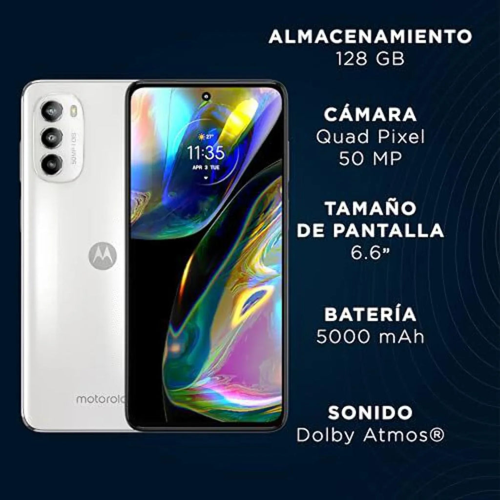 GSM - 5G | W/Dolby Speakers | 6.6" NO Internal 6GB | CDMA| Motorola Moto (White) Camera Storage Version + 50MP Single Only Main OLED International | Display RAM SIM 120Hz 128GB G82 OIS Stereo | Atmos