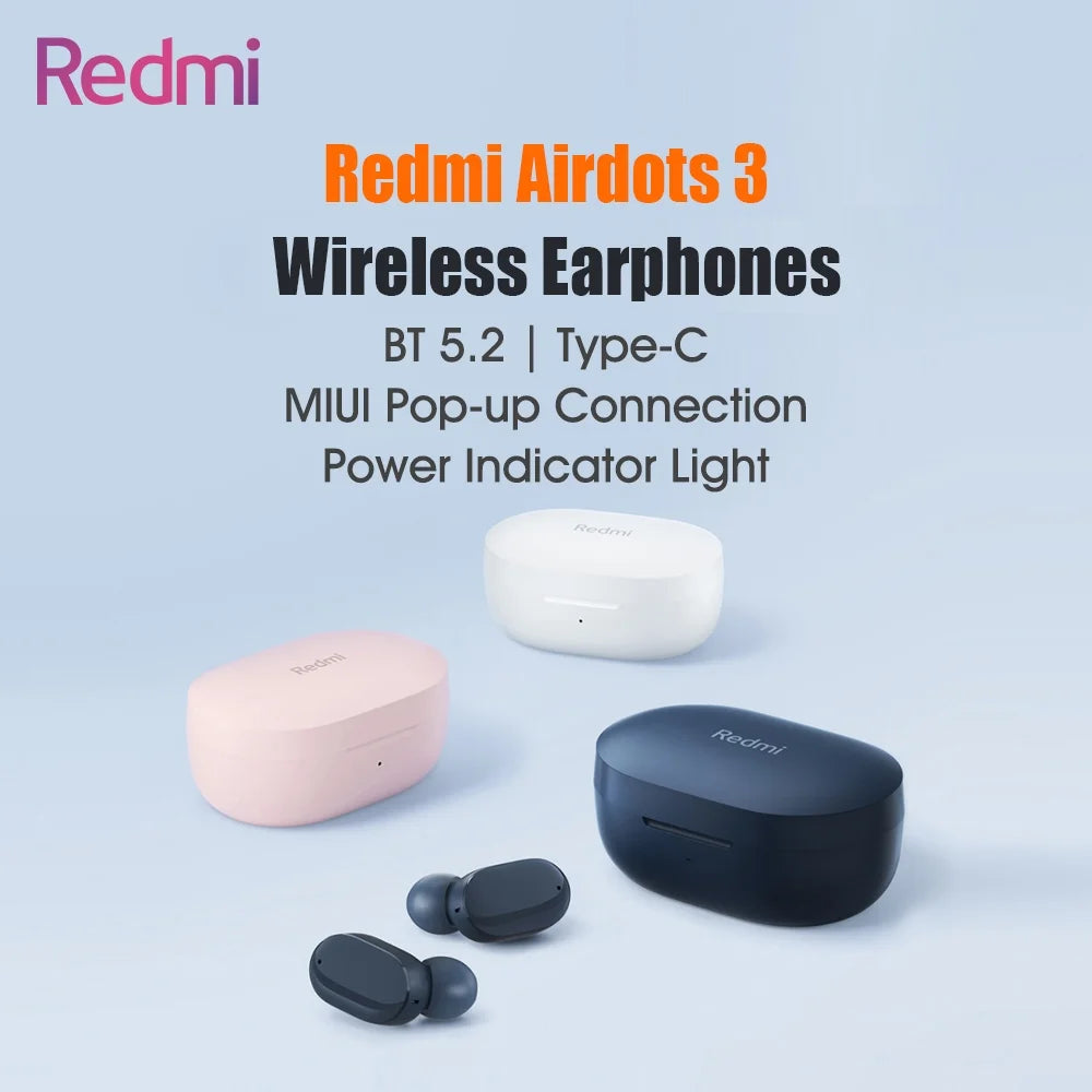 Wireless Earbuds BT5.2 TWS Redmi MIUI 3 Earphones In-Ear Airdots