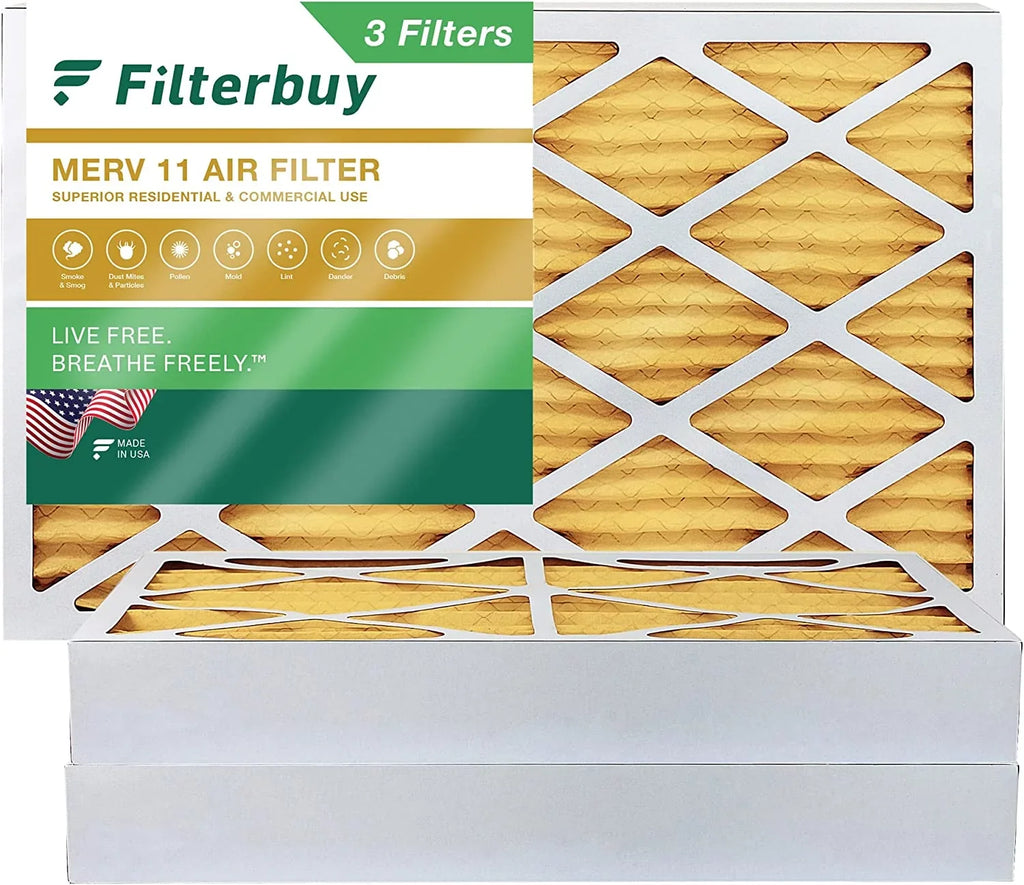 Filterbuy Furnace Air AC MERV 11 (3-Pack) Pleated 16x25x4 HVAC Filters