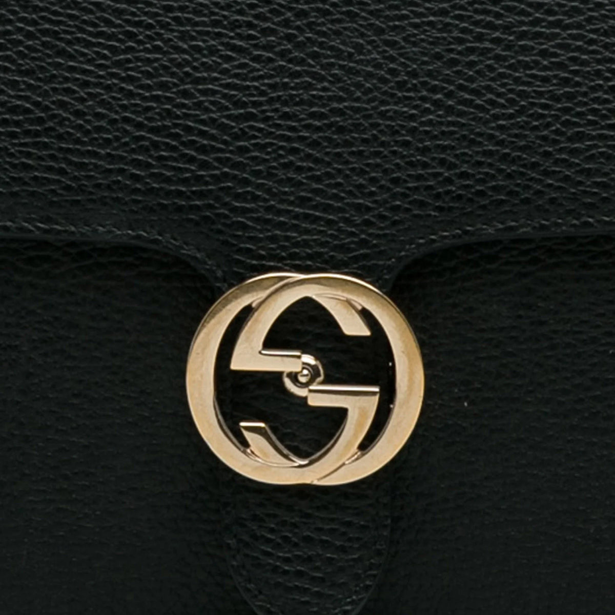 Unisex Authenticated Crossbody Bag Medium Dollar Leather Black Calf G Pre-Owned Interlocking (Good)