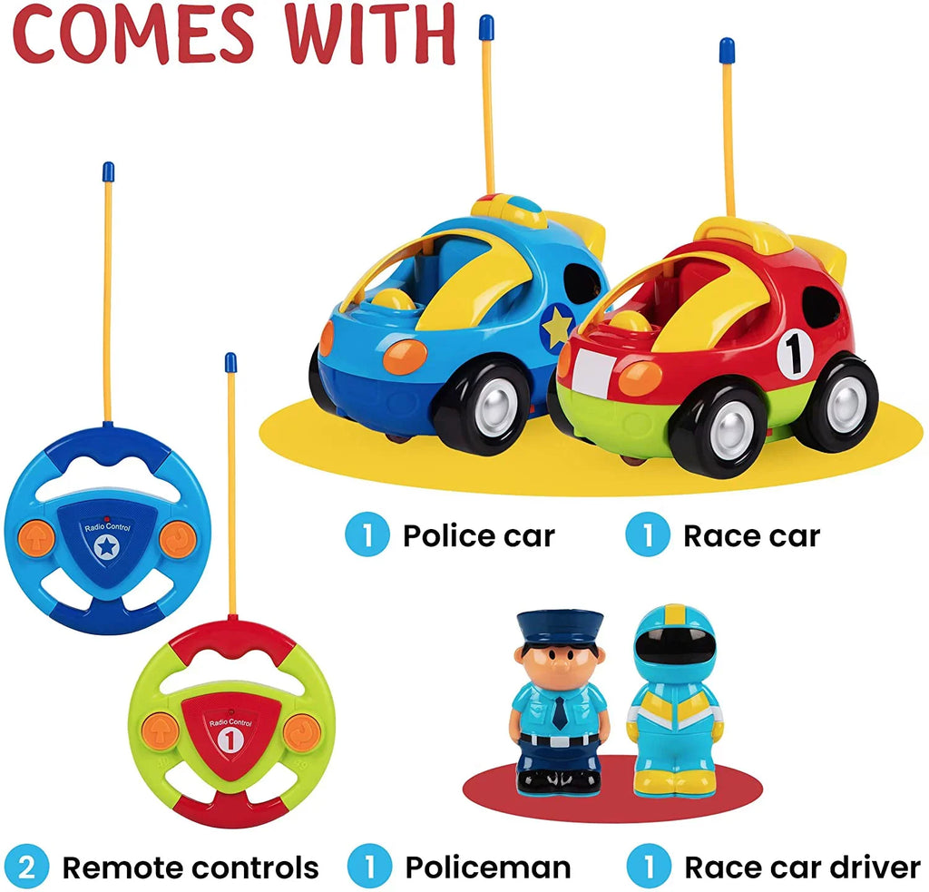 | Car Cars for with - Together Prextex - Race & Toys Boys, Different Cartoon Gifts Police Each Toddler - 2 2-4 Ages and Car Kids, Girls Control Remote Boys So RC Both Frequencies Pack for Race Can
