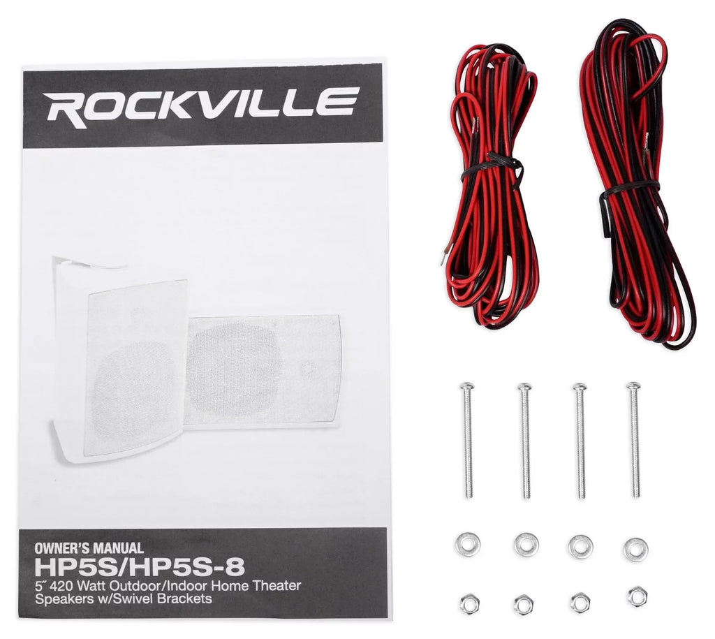 Home Rockville 5.25" (8) Brackets exterior/Indoor Theater HP5S-8 Speakers+Swivel