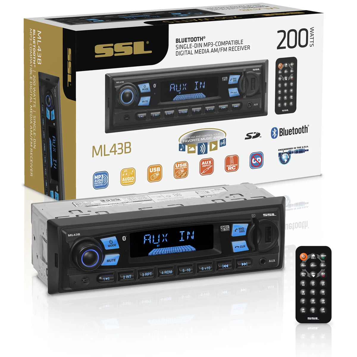 Storm Bluetooth, CD, USB, Car Laboratories AM/FM SD, No ML43B Sound Stereo,