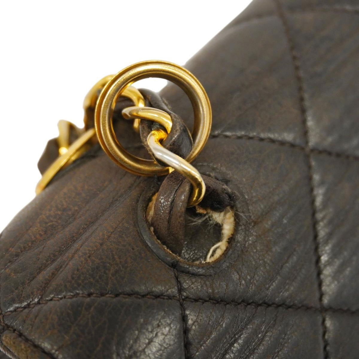 Face (Good) Women's Bag Pre-Owned Chain Matelasse Lambskin Black W Shoulder Double