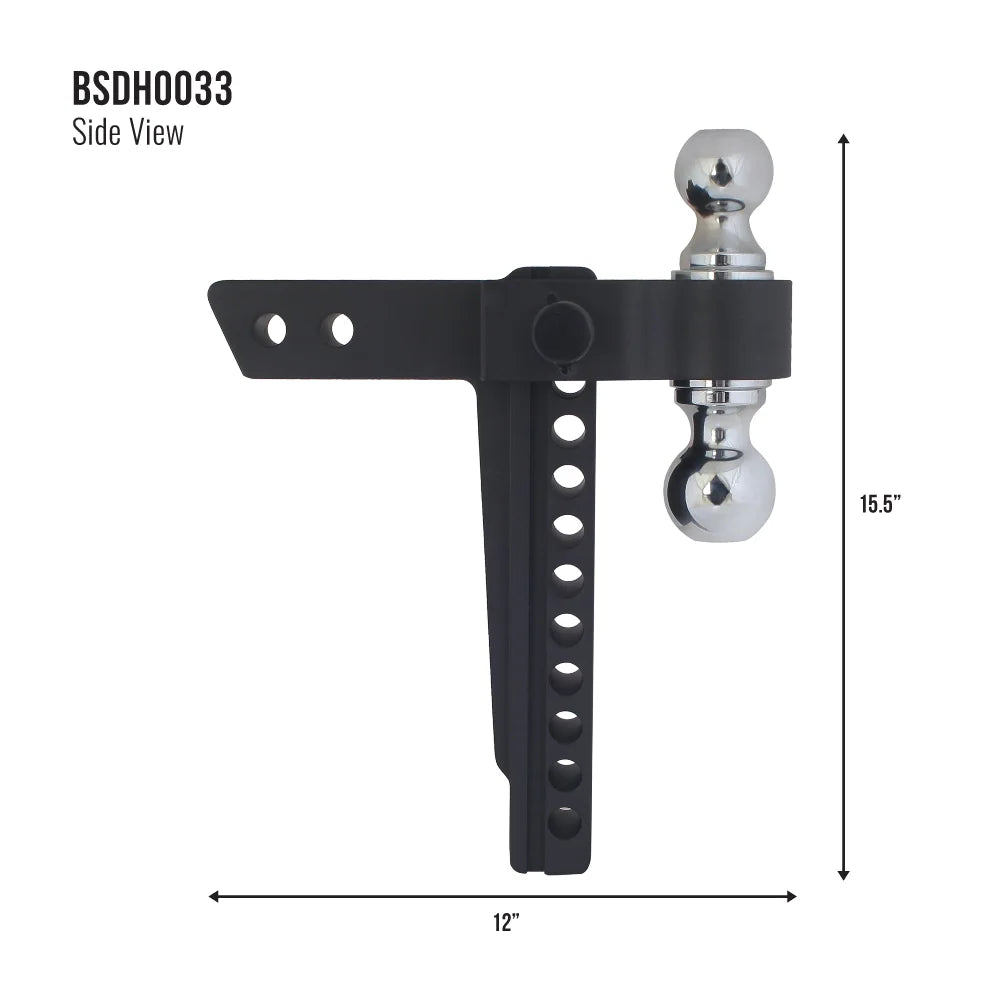 0-10" Hitch: Resistance) Valet with Drop (700-Hour 10K Blackout Reversible 2-5/16" Wrinkle Trailer Drop, Coating High-Grade Powder Corrosion Ball, & Black Aluminum Series Adjustable Signature 2"