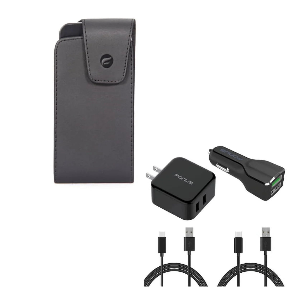 Leather w Jade Bundle Blackberry Alcatel Liquid Car Charger USB Home (Two) ASUS 4-in-1 Adaptive Motion 4 Primo Black Z2D - Idol - Cable Phone Pro 6ft 4S 5z Acer Fast ZenFone - for Case Long