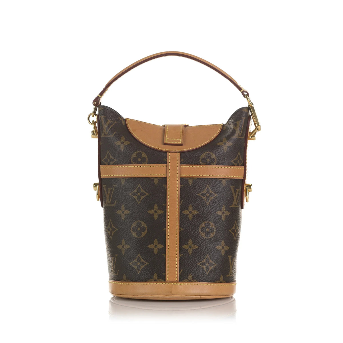 Authenticated Bag Monogram Pre-Owned Bucket DrawstringBag Brown Canvas Unisex Duffle