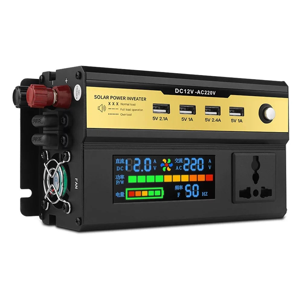 AC Outlets Power Inverter 12V 4 Home USB Laptops Sinewave Yabuy Charger Digital Modified LED Car to Converter Car Ports Inverter Charging Vehicle 5000W 220V with for