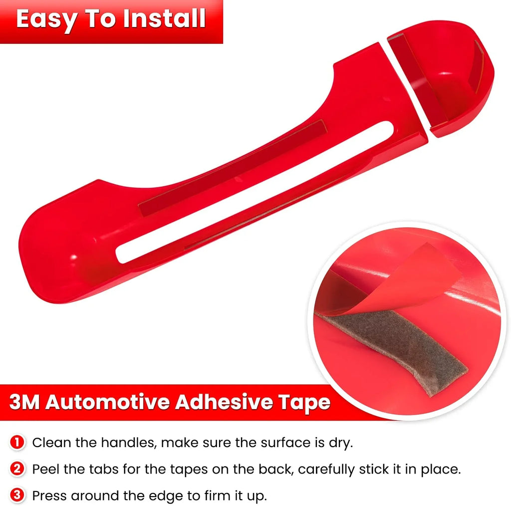Handle Jeep Cover E-cowlboy Inserts JT & Accessories Gladiator for JLU Door 2-Door Handle 4-Door (Red Freedom Unlimited Sahara JL Trim+Tailgate 5PCS) Sports Exterior Rubicon Wrangler Cover 2018-2022