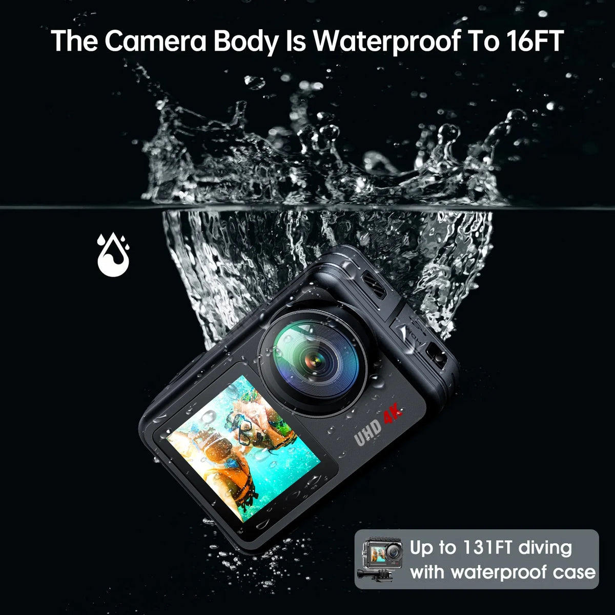 20MP Underwater Campark Camera Accessories Screen Kits Waterproof Camera Camera Compatible Sports WiFi GoPro 30FPS Touch Camera Vlog Action 4K