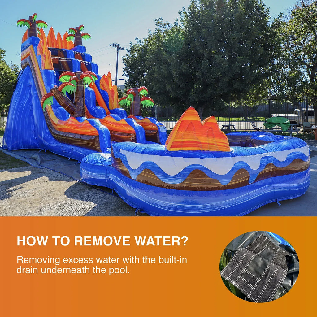 Blower), PVC Commercial with JumpOrange Detachable and Grade Pool Adults Vinyl Waterslide, Inflatable exterior (with for 19' Tall Oasis liquid Kids Slide