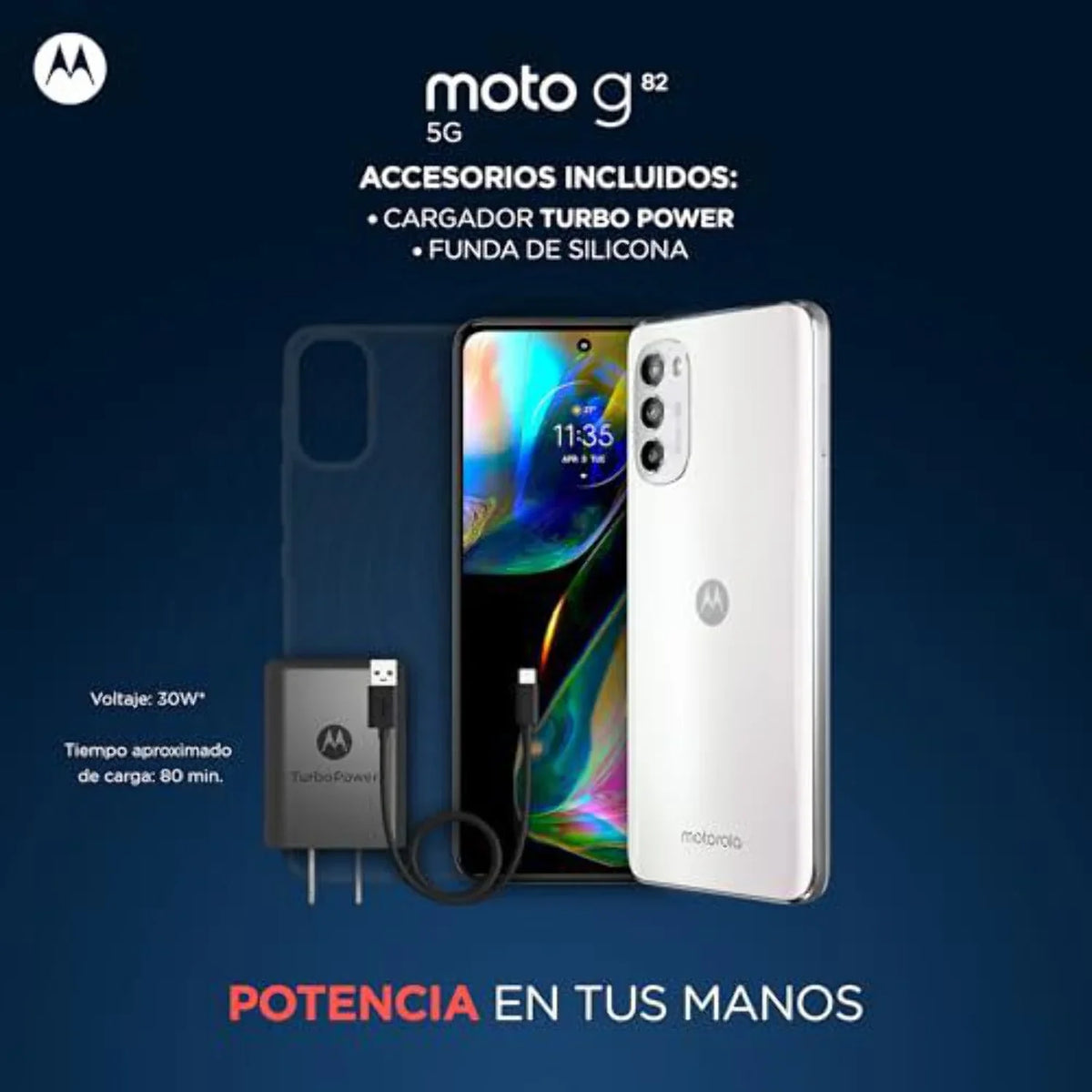 GSM - 5G | W/Dolby Speakers | 6.6" NO Internal 6GB | CDMA| Motorola Moto (White) Camera Storage Version + 50MP Single Only Main OLED International | Display RAM SIM 120Hz 128GB G82 OIS Stereo | Atmos