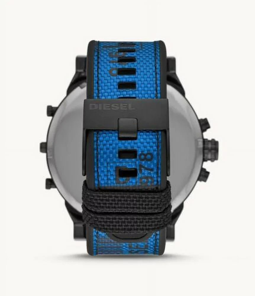 4 BLUE NEW TIME CHRONOGRAPH BLACK DADDY DZ7434 MR. 2.0 NYLON DIESEL MEN'S WATCH