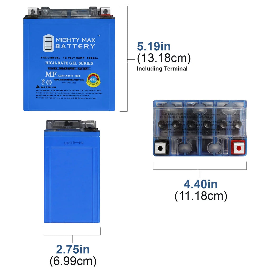 Yamaha 100CCA Battery 2007 12V for 125 Replacement YBR 6AH