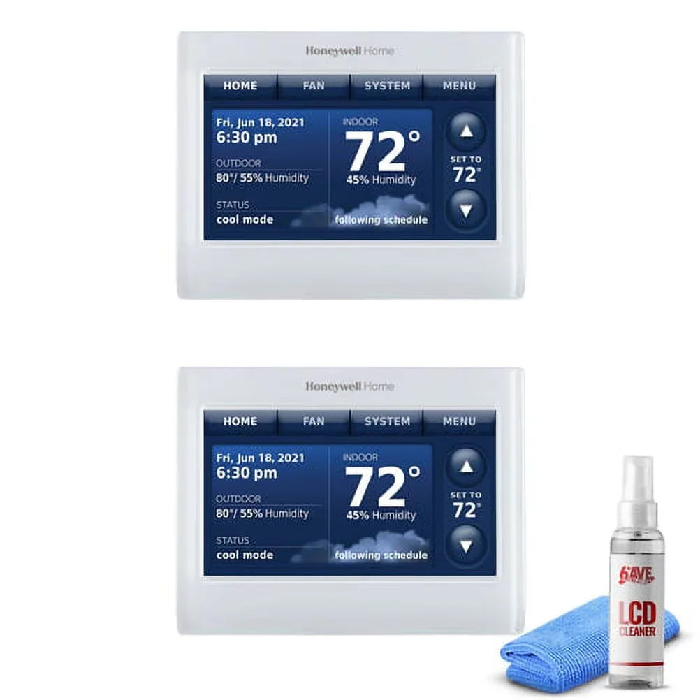 Wire THX9421R5021WW + Technology Thermostat Cleaner -White LCD IAQ 2-Pack 2 Red with High Touch LINK Definition Screen Honeywell