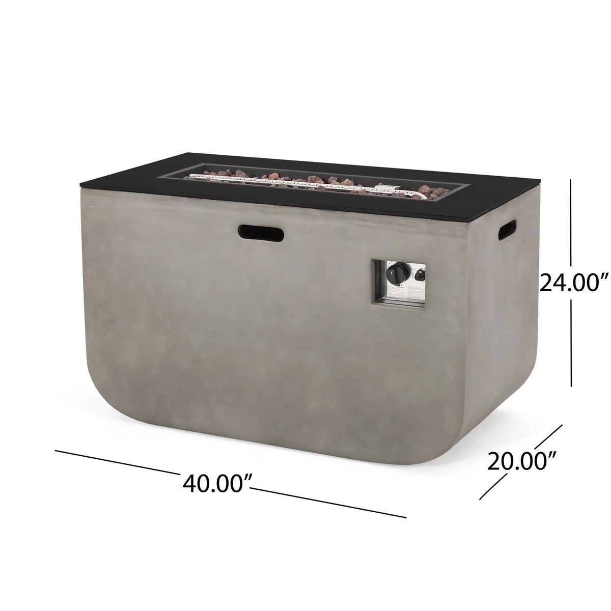 Table exterior Home Lightweight Rectangular Adio BTU and Concrete Christopher Modern 50,000 Pit Ceramic by Fire Knight 40-inch