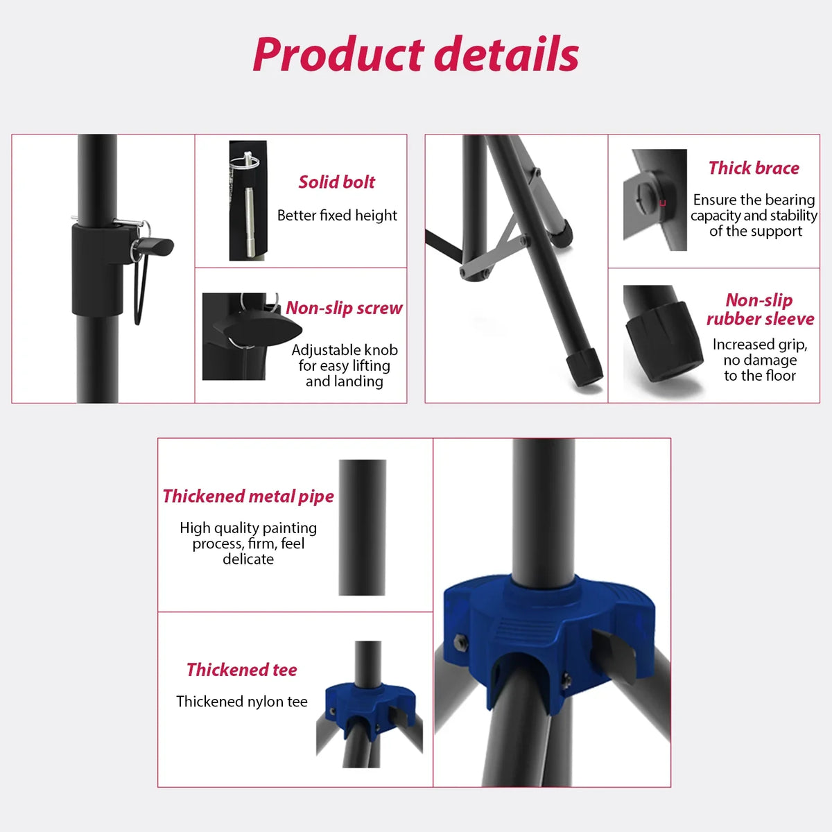 Studio Non-slip Three-point Stand Heavy Speaker Performance Duty Stand Adjustable Bracket Triangle Surround for Tripod Base Height Telescoping Speaker Sound