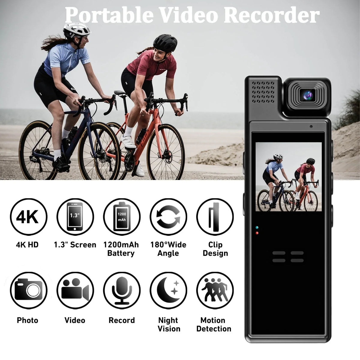 Life, with Vision 180°Lens Document Recording, Rotatable, Camera Day Video and WiFi, Screen, Audio Battery Hour Your 6 Night GoolRC TFT Body 1.3in