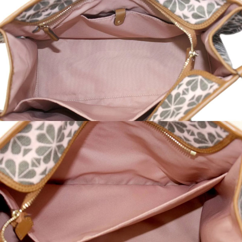 bag spade women's tote shoulder Pre-Owned collection flower leather KS pink brown jacquard (Good) x Kate Spade