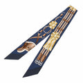 Pre-Owned Women's 100% Mario/Gold/Blanc Muffler JUMPING (Fair) Silk Scarf Twilly HERMES