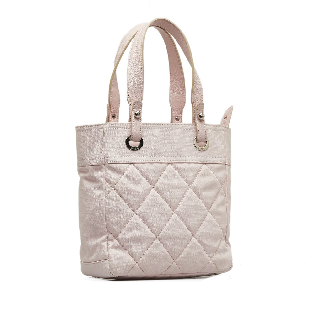 Authenticated Canvas Paris-Biarritz Pink Unisex (Good) Fabric Tote Tote Pre-Owned Small Bag