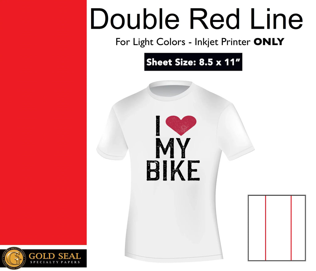 Heat 8.5 Line - Iron Light Sheets - 200 Transfer 11" x Double - Inkjet Red On Paper