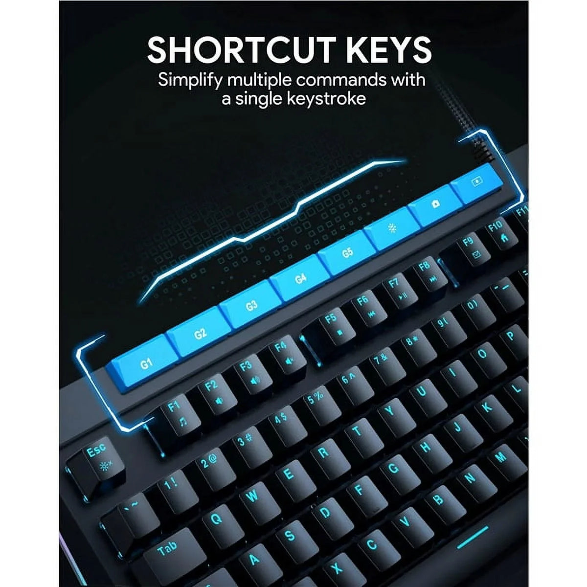 Mechanical 104key Button Keyboard with KMG17 Control AUKEY Volume Switches Blue