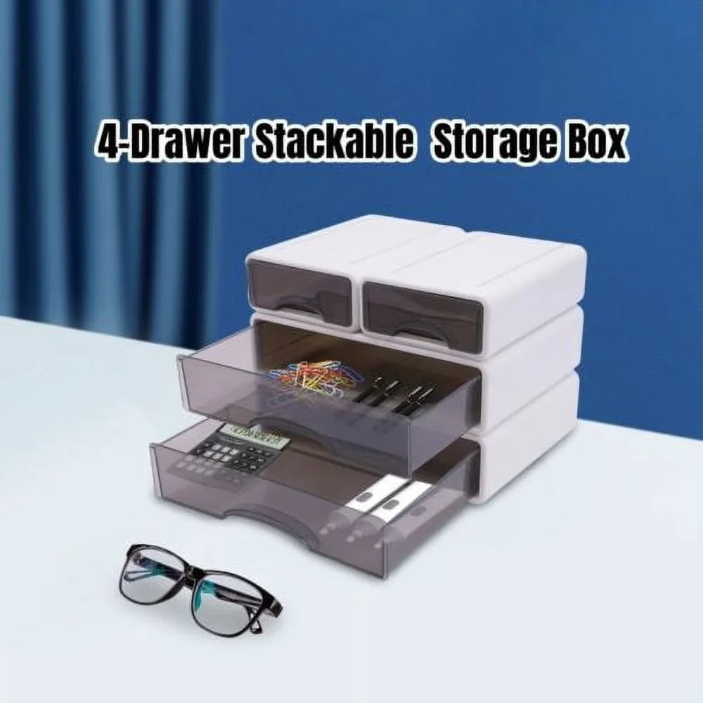 Desk Stackable 4*Drawer With Large Box Storage Neat Container Organizer Storage