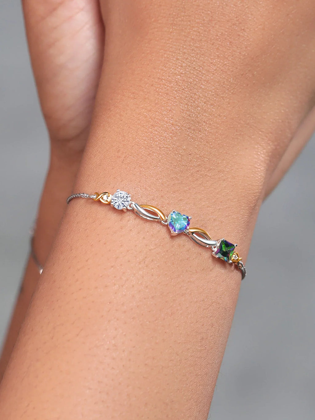 Yellow Diamond Bracelet Green (2.30 Mist Keren Silver To cttw, Grown Topaz Tennis and Mystic for Gold 9 Women inch) Mercury Up Lab 10K Mystic Adjustable and 925 By Topaz Hanan Moissanite