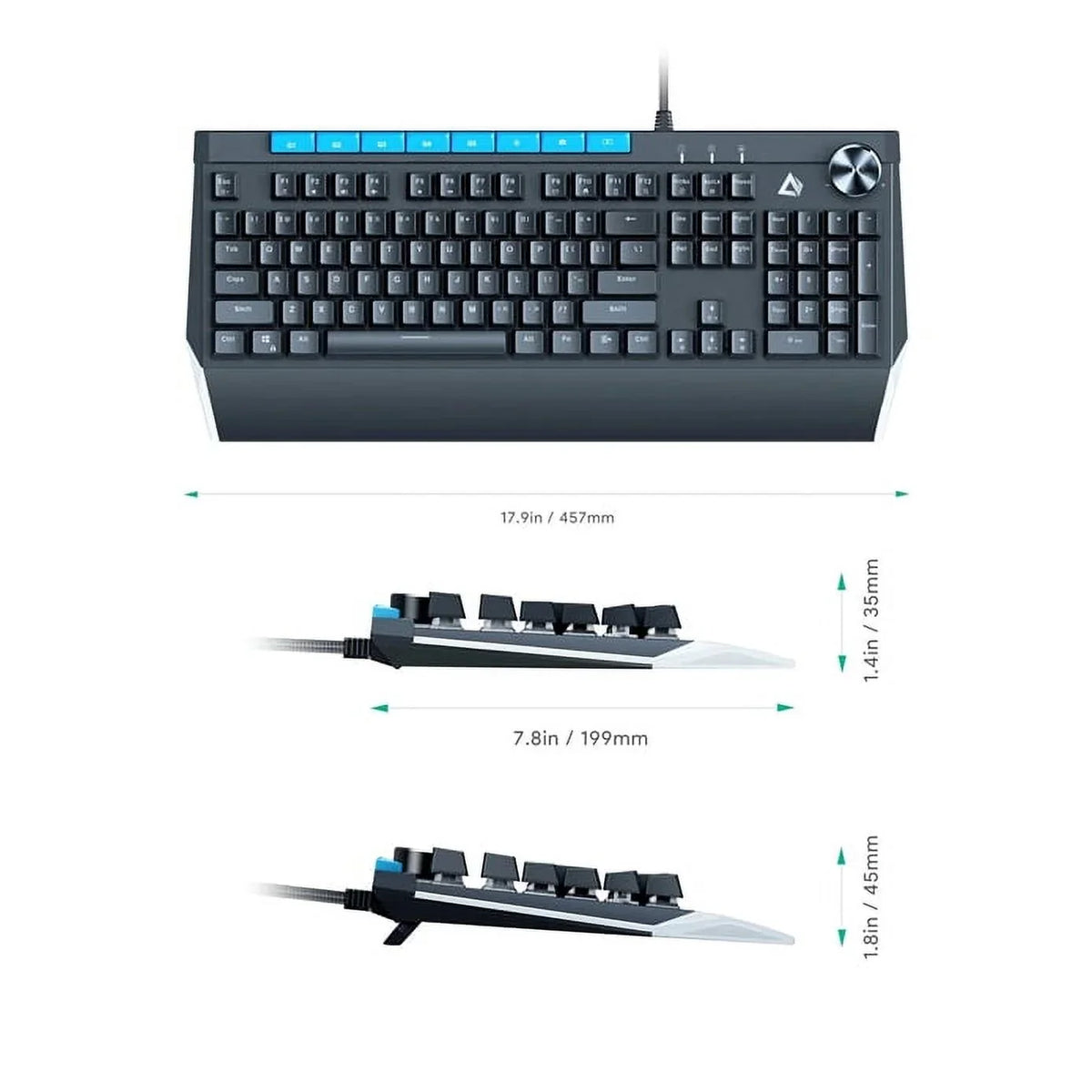 Mechanical 104key Button Keyboard with KMG17 Control AUKEY Volume Switches Blue