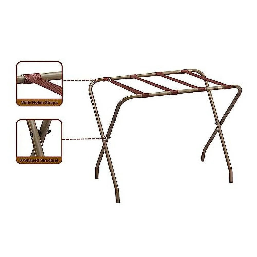 Luggage Foldable Rack Stand Hotel, Finish Guest Suitcase Bedroom for Kings Room, - Furniture Metal Gold Brand