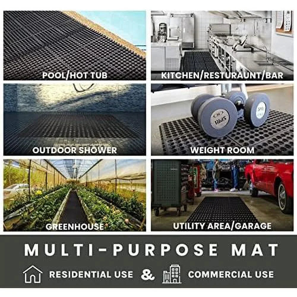 Interlocking Kitchen Door Garage Inch Shower Bar Restaurant Anti exterior X For Indoor Non-Slip Flooring Rubber Pool 36 Drainage, 36 Fatigue Floor Floor Mat Mat Durable