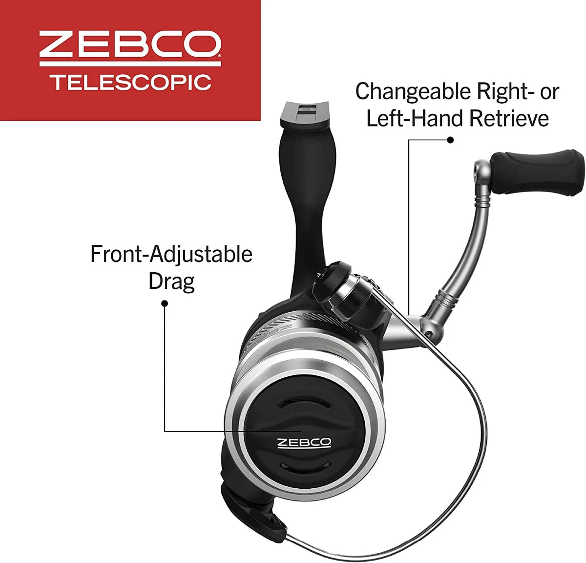 dimension and Spinning Zebco Fishing 33 Reel Silver/Black Rod Rod, 6-Foot 30 Reel, Combo, Telescopic