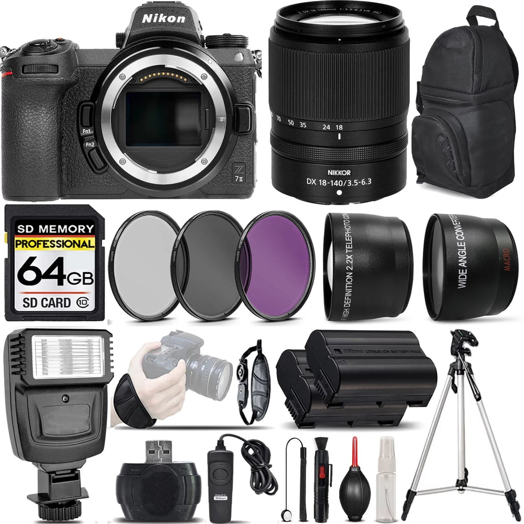 Nikon Nikon 64GB + VR Lens International Memory Camera Card Telephoto UV-CPL-FLD Flash - + 2.2x Digital II Remte 0.43x Version 10 Filters + + Lens + Angle Lens Class 18-140mm Z7 + Wireless + Wide