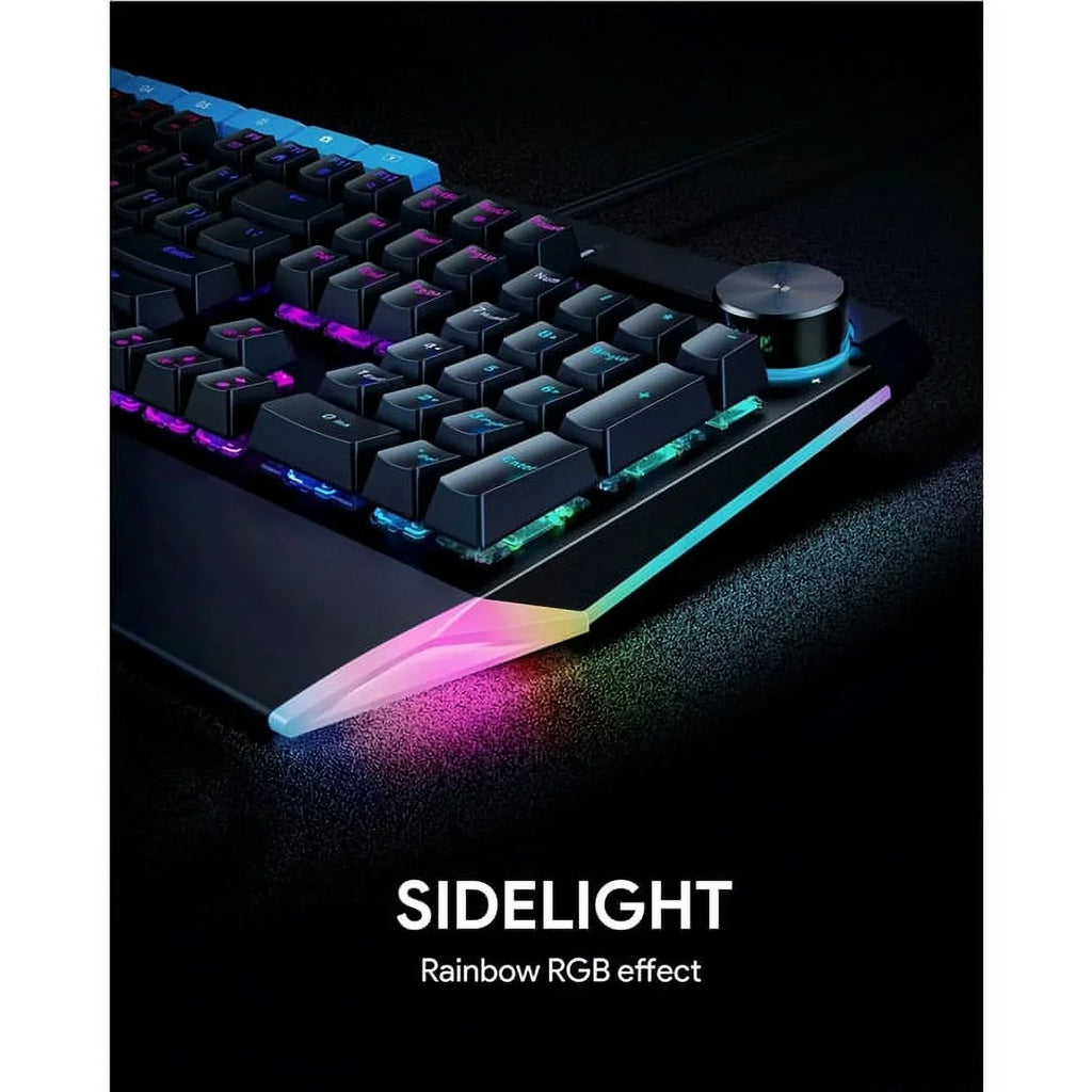 Mechanical 104key Button Keyboard with KMG17 Control AUKEY Volume Switches Blue