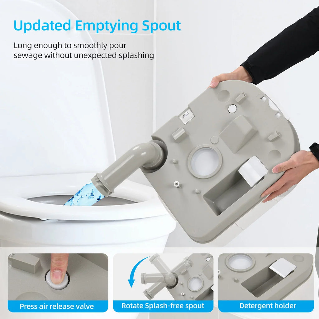 Portable Indicator, Gallon RV Toilet, exterior Camping 6.34 Rotating Porta DWVO Potty with Level RV , Spout Toilet